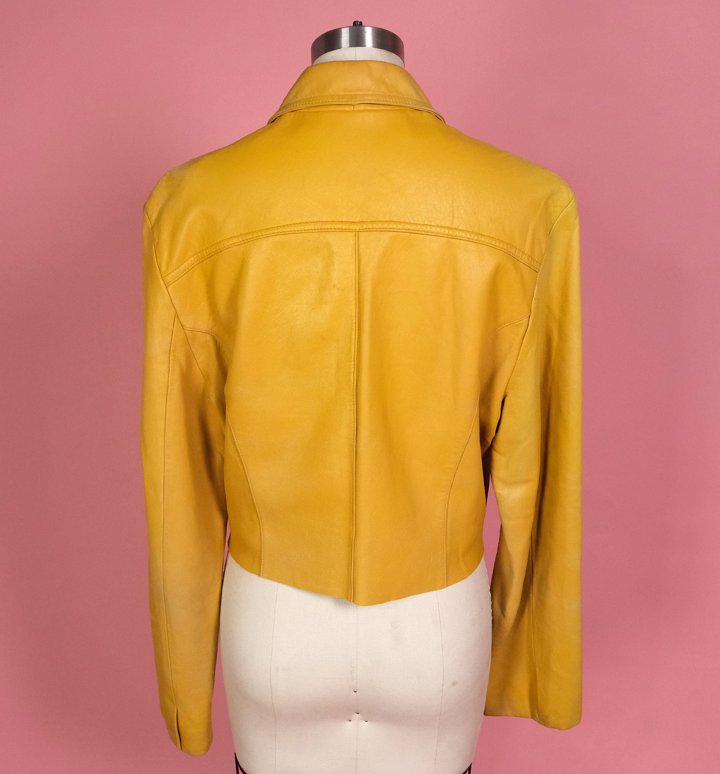 Vtg Supple Yellow Leather Jacket Size M