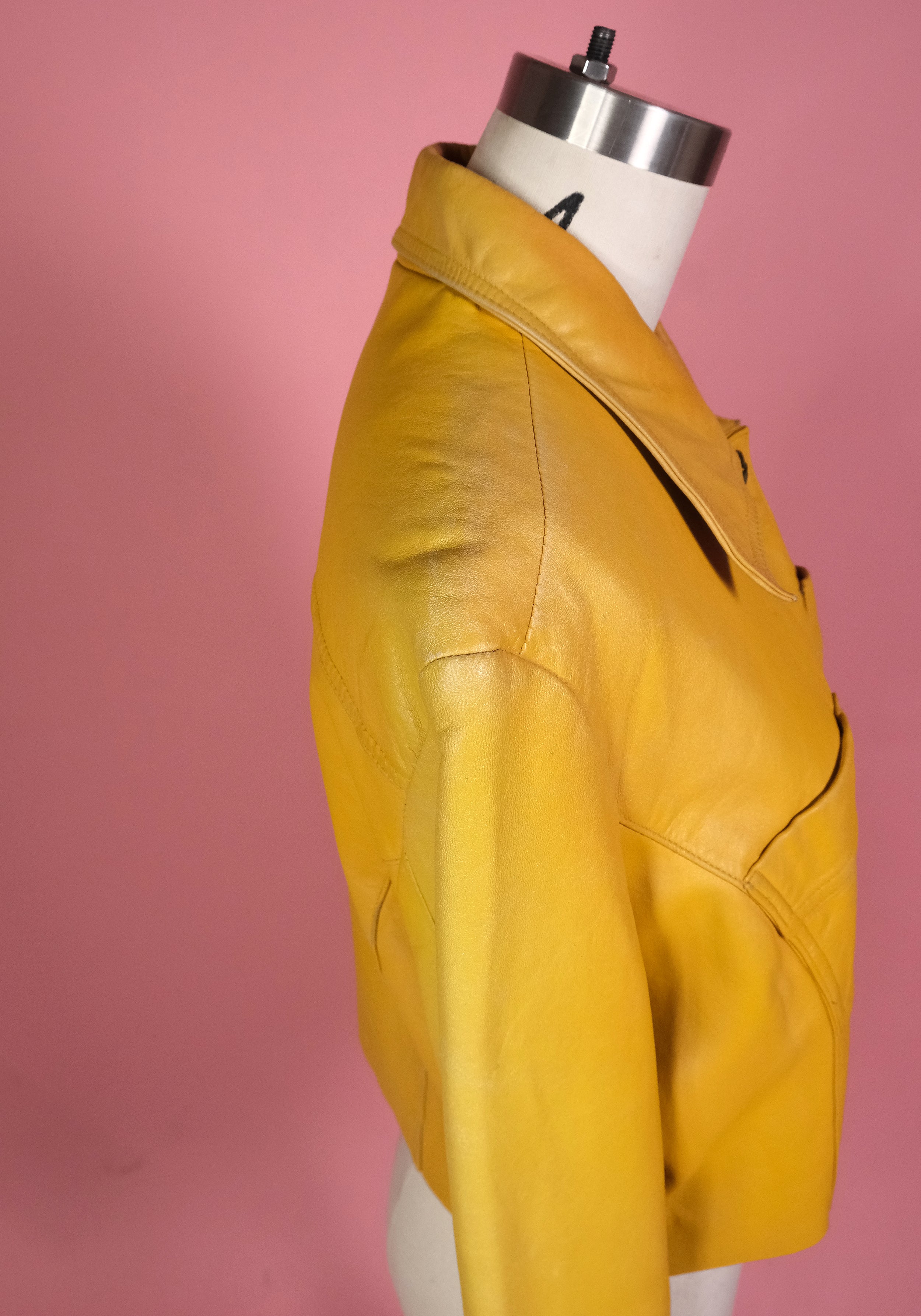 Vtg Supple Yellow Leather Jacket Size M