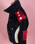 1970s Vtg Rare Corduroy Star Red White Blue Jacket Size S/M