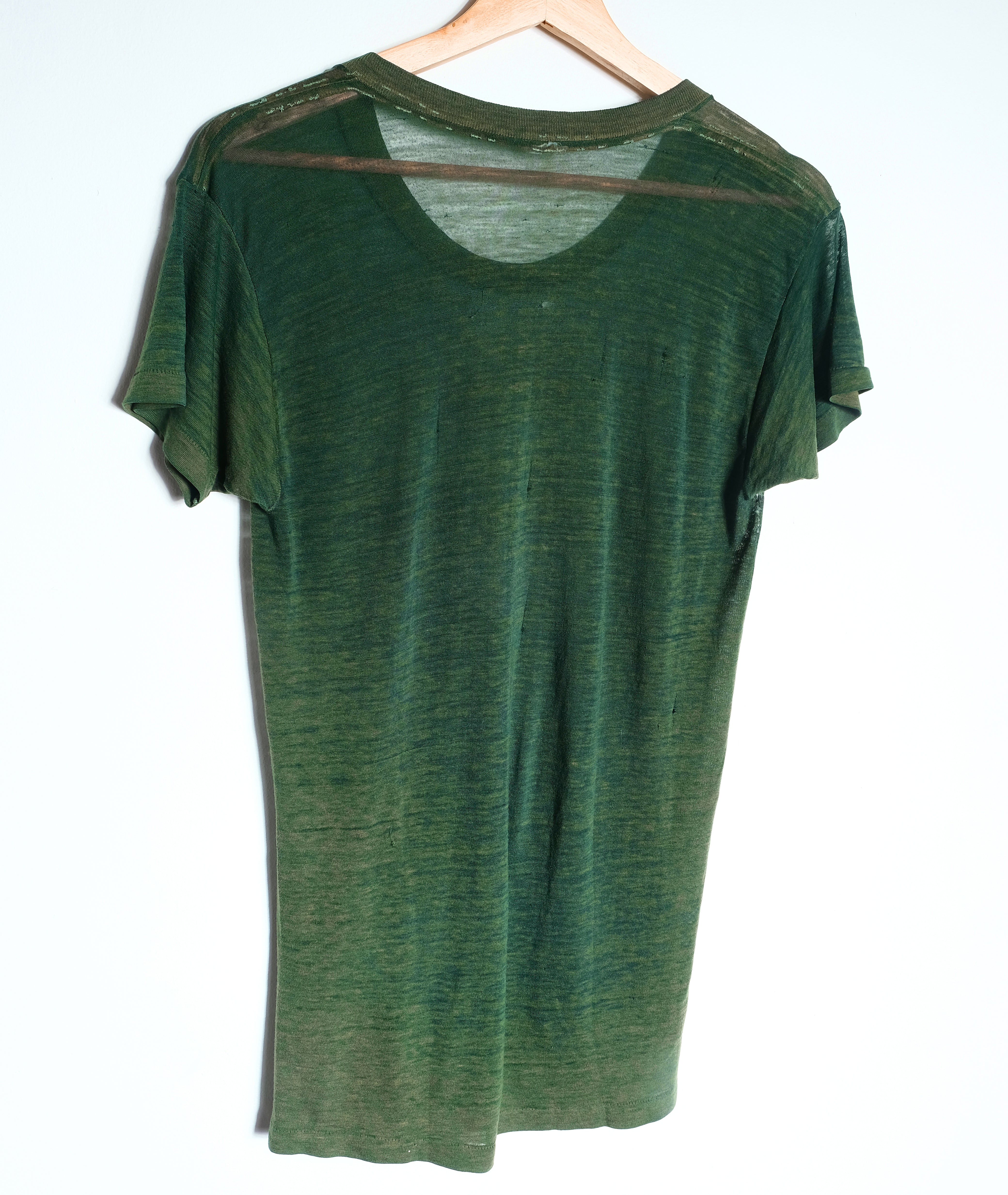 Vtg Green Tissue Thin Burnout Tee