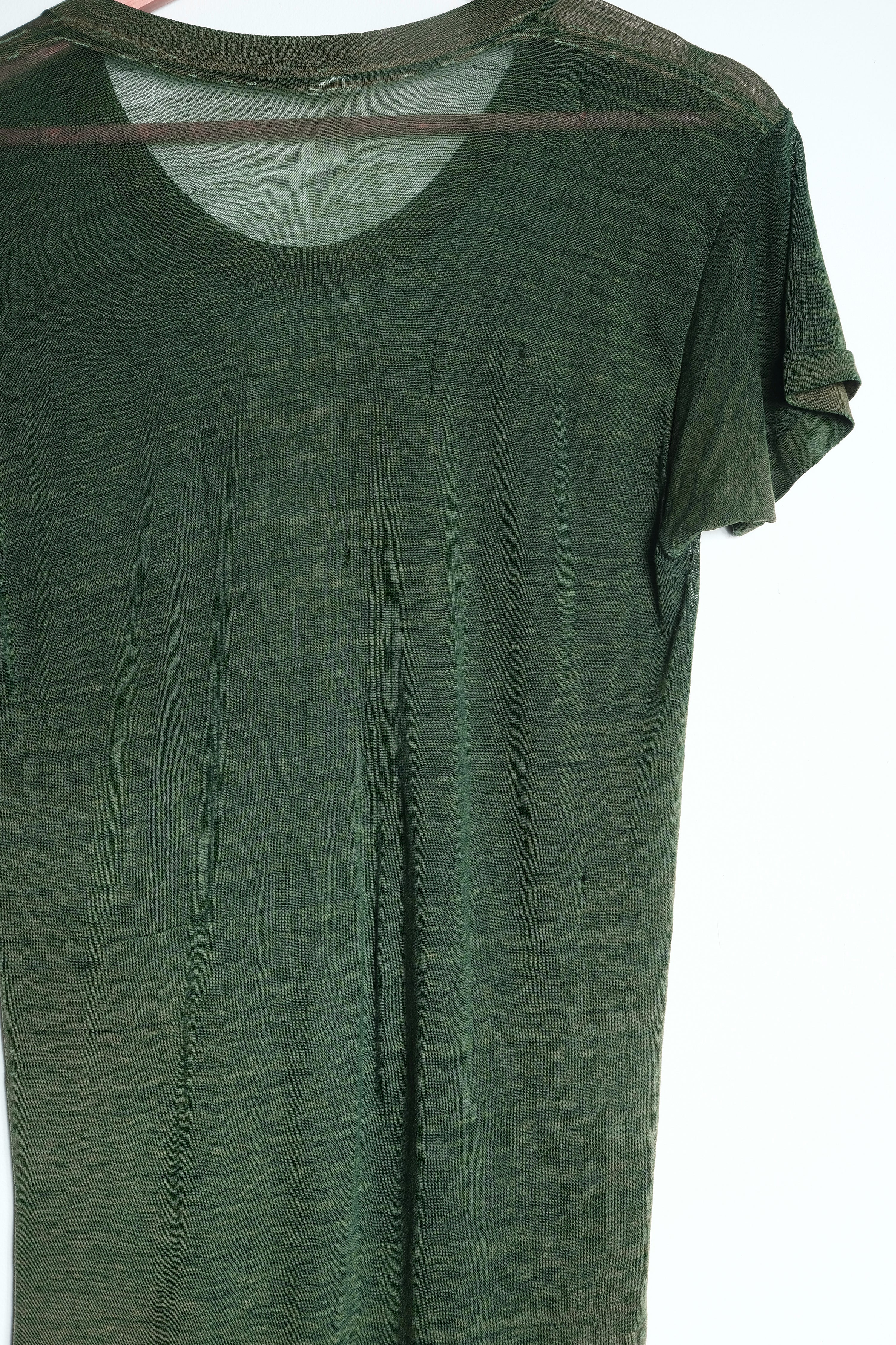 Vtg Green Tissue Thin Burnout Tee