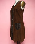 Vtg 60s Suede & Leather Mini Dress