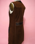 Vtg 60s Suede & Leather Mini Dress