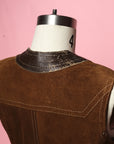 Vtg 60s Suede & Leather Mini Dress