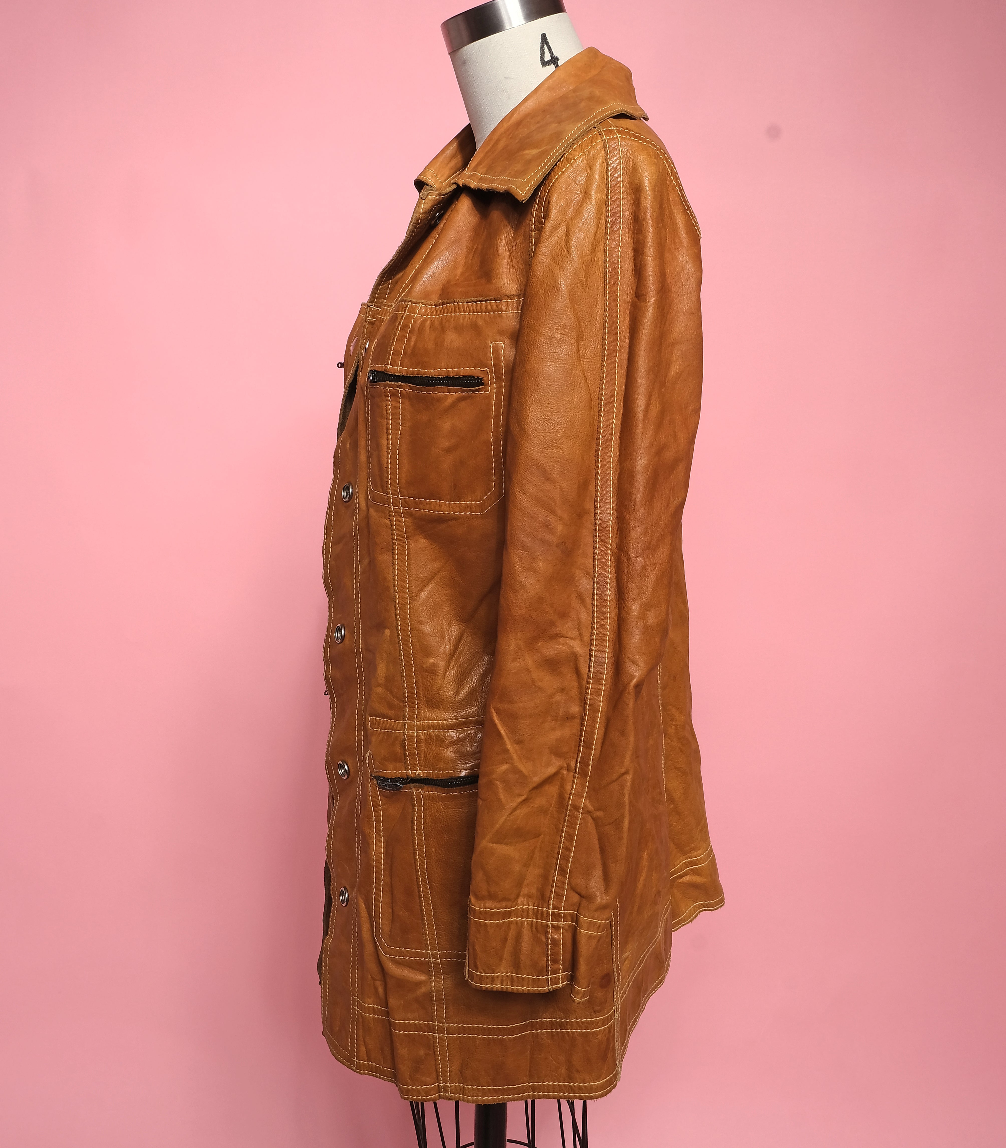 Vtg 60s/70s Reversible Leather Jacket Size M