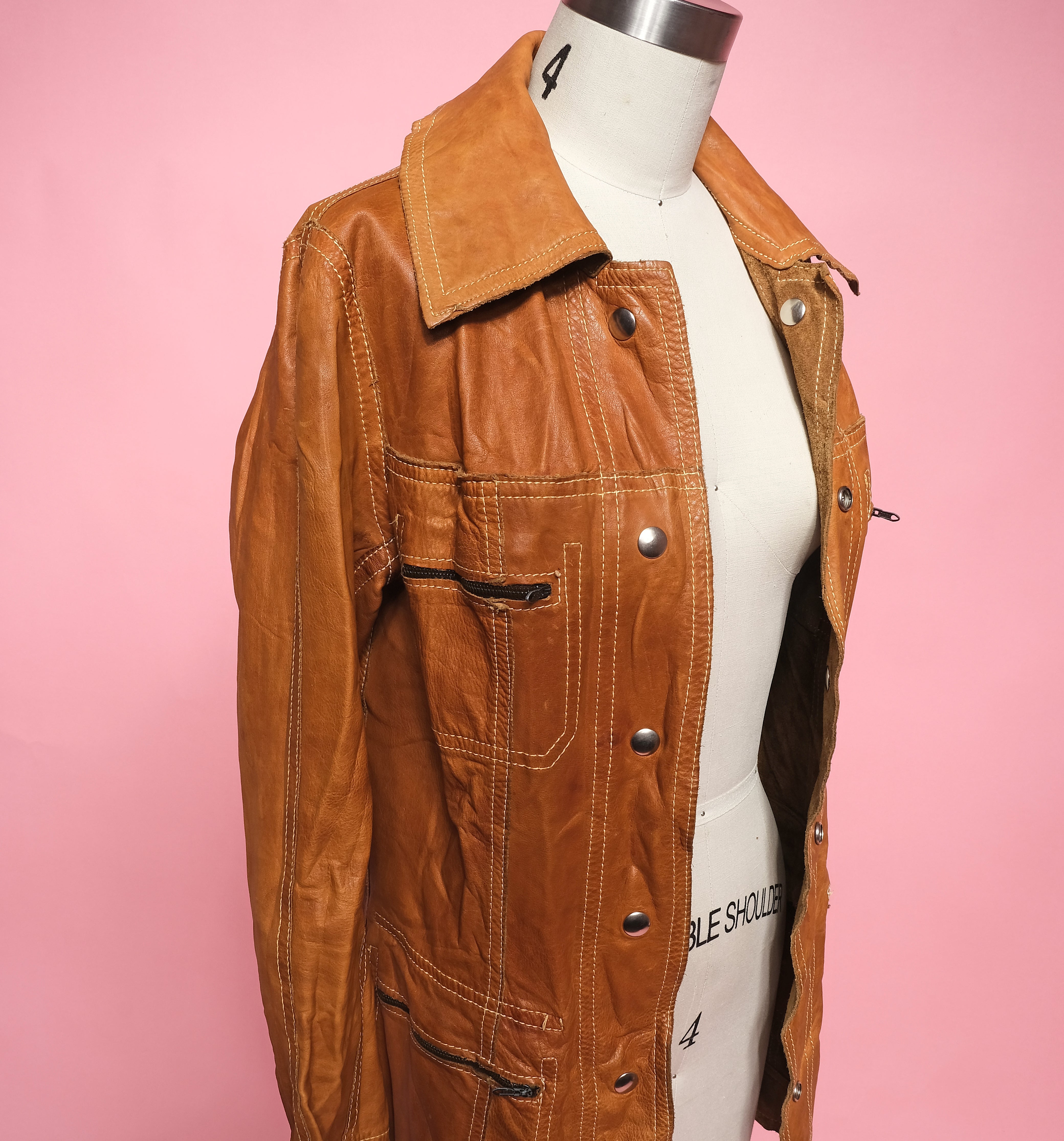 Vtg 60s/70s Reversible Leather Jacket Size M