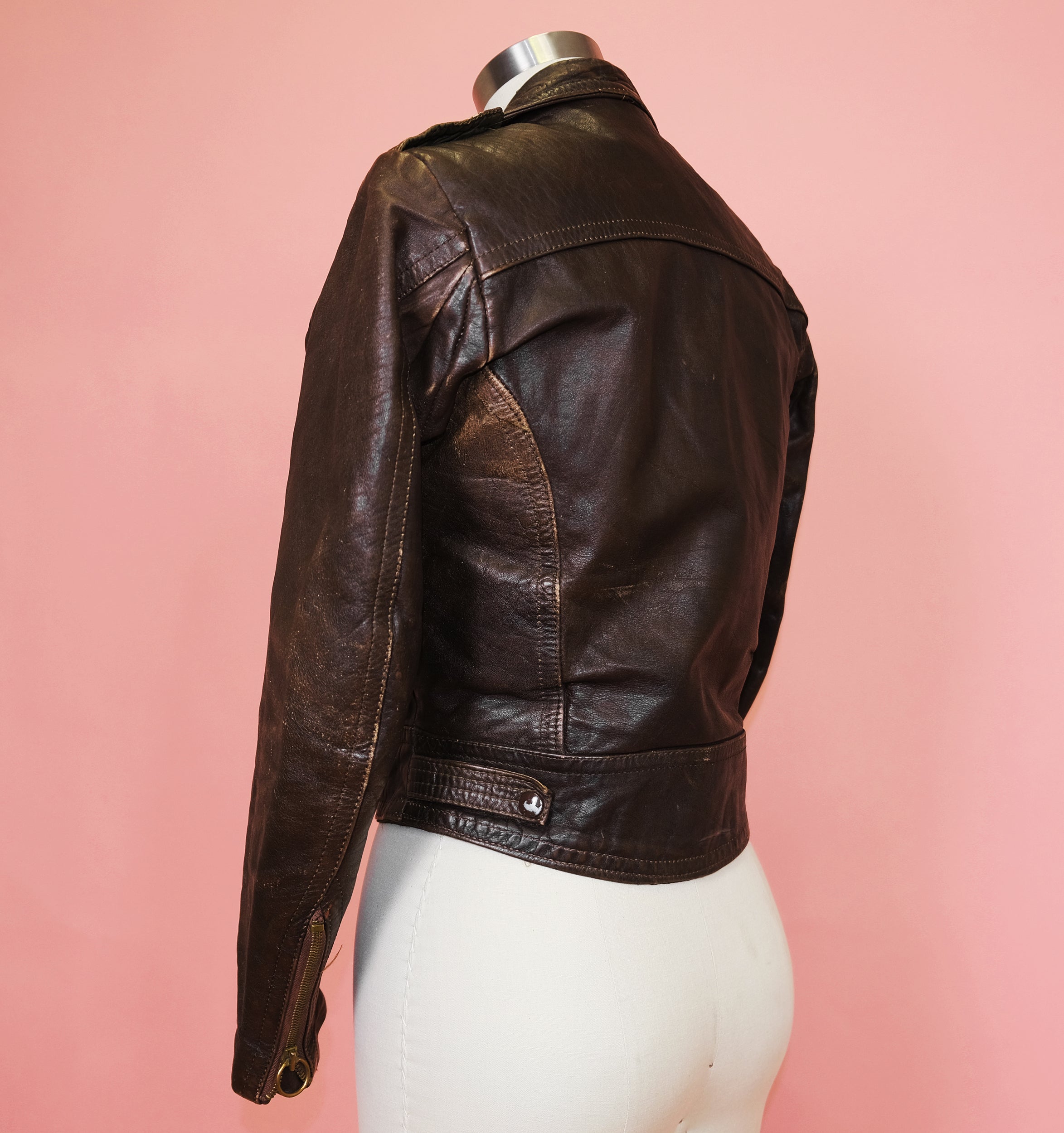 Vtg Brown Harley Davidson Moto Jacket