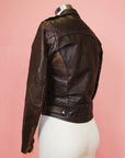 Vtg Brown Harley Davidson Moto Jacket