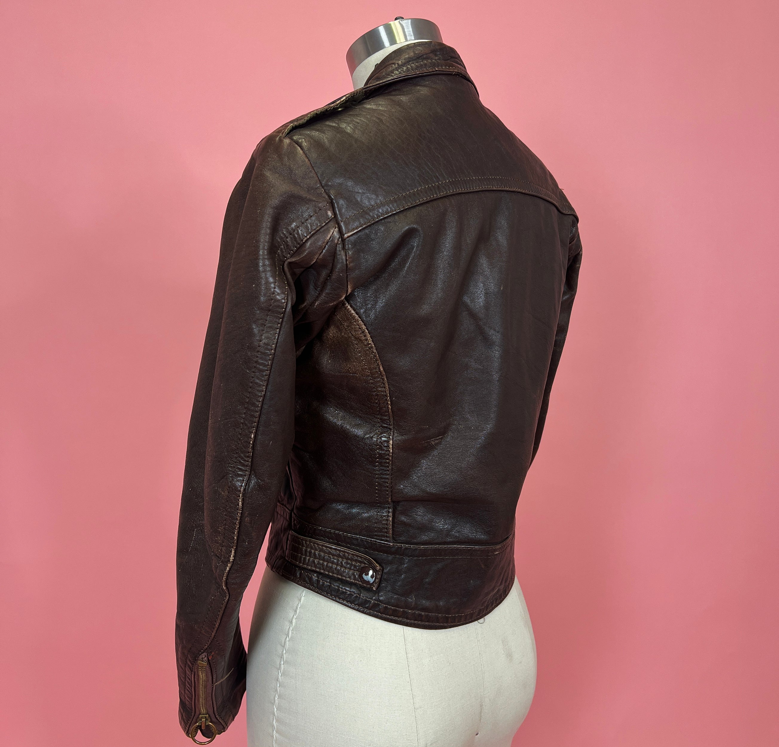 Vtg Brown Harley Davidson Moto Jacket