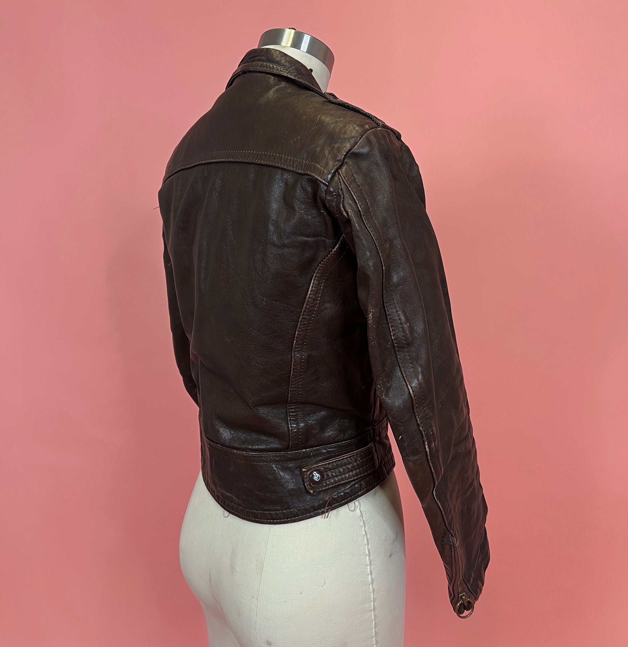 Vtg Brown Harley Davidson Moto Jacket