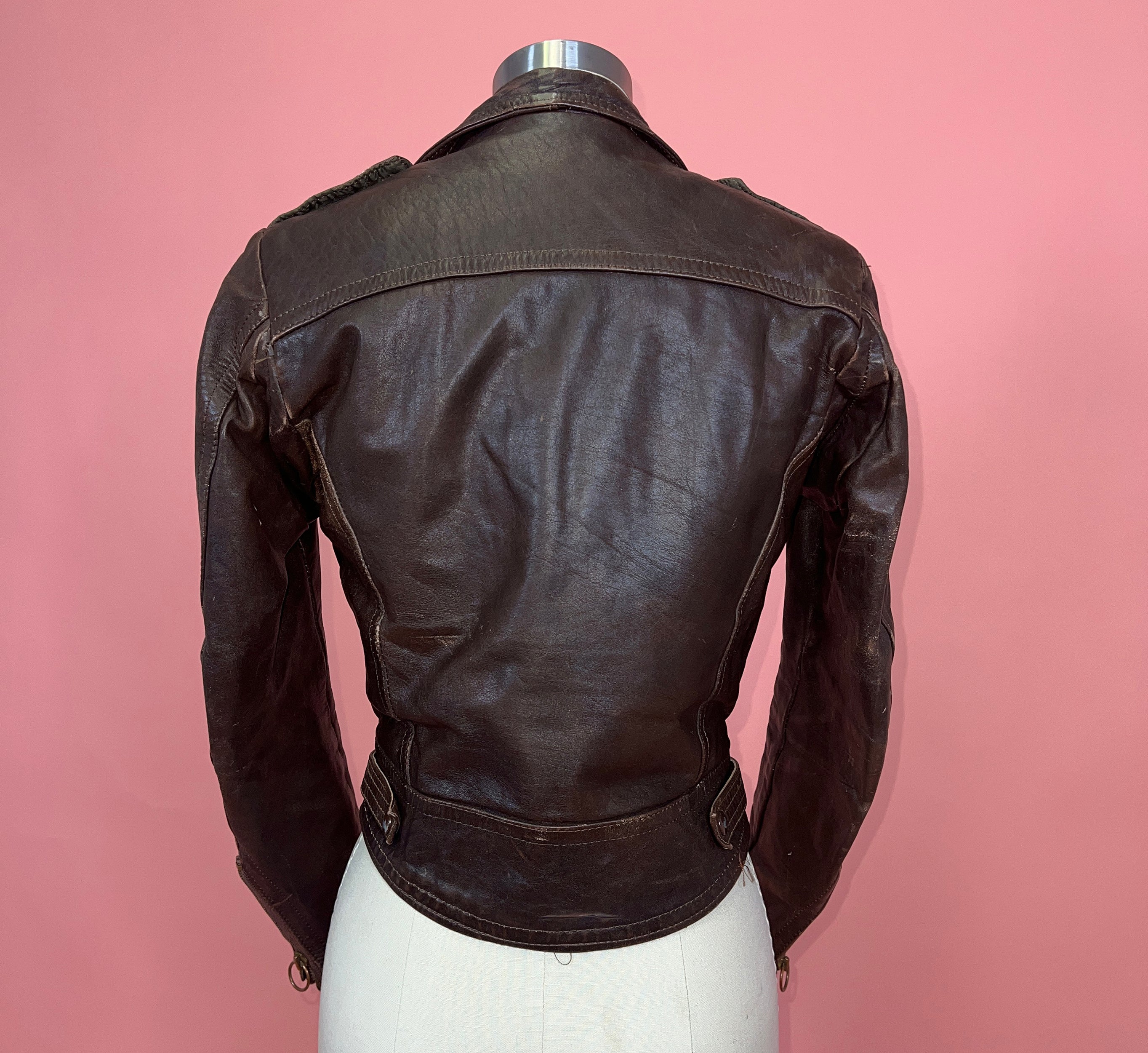 Vtg Brown Harley Davidson Moto Jacket