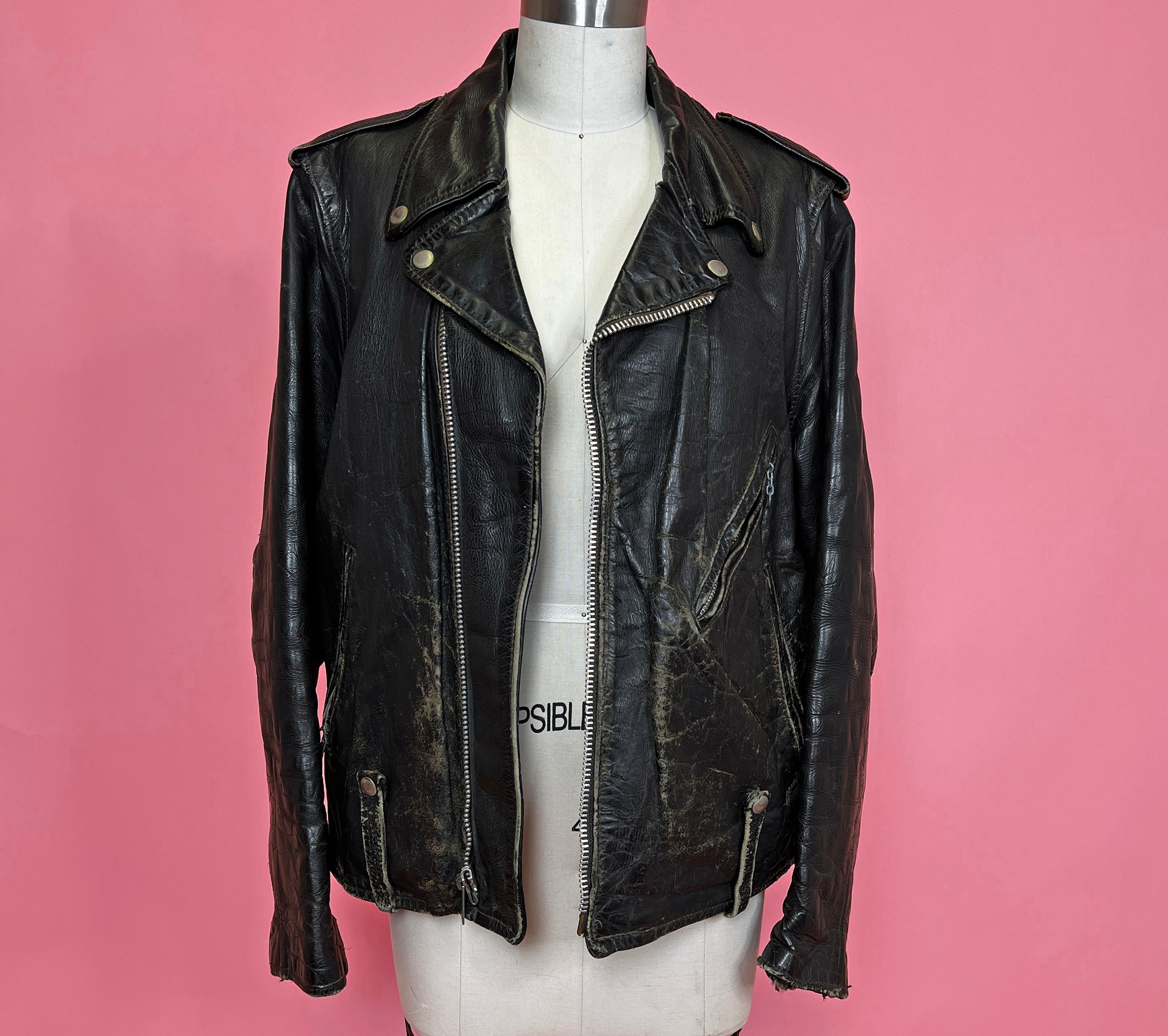 1970s Perfectly Worn Black Leather Jacket