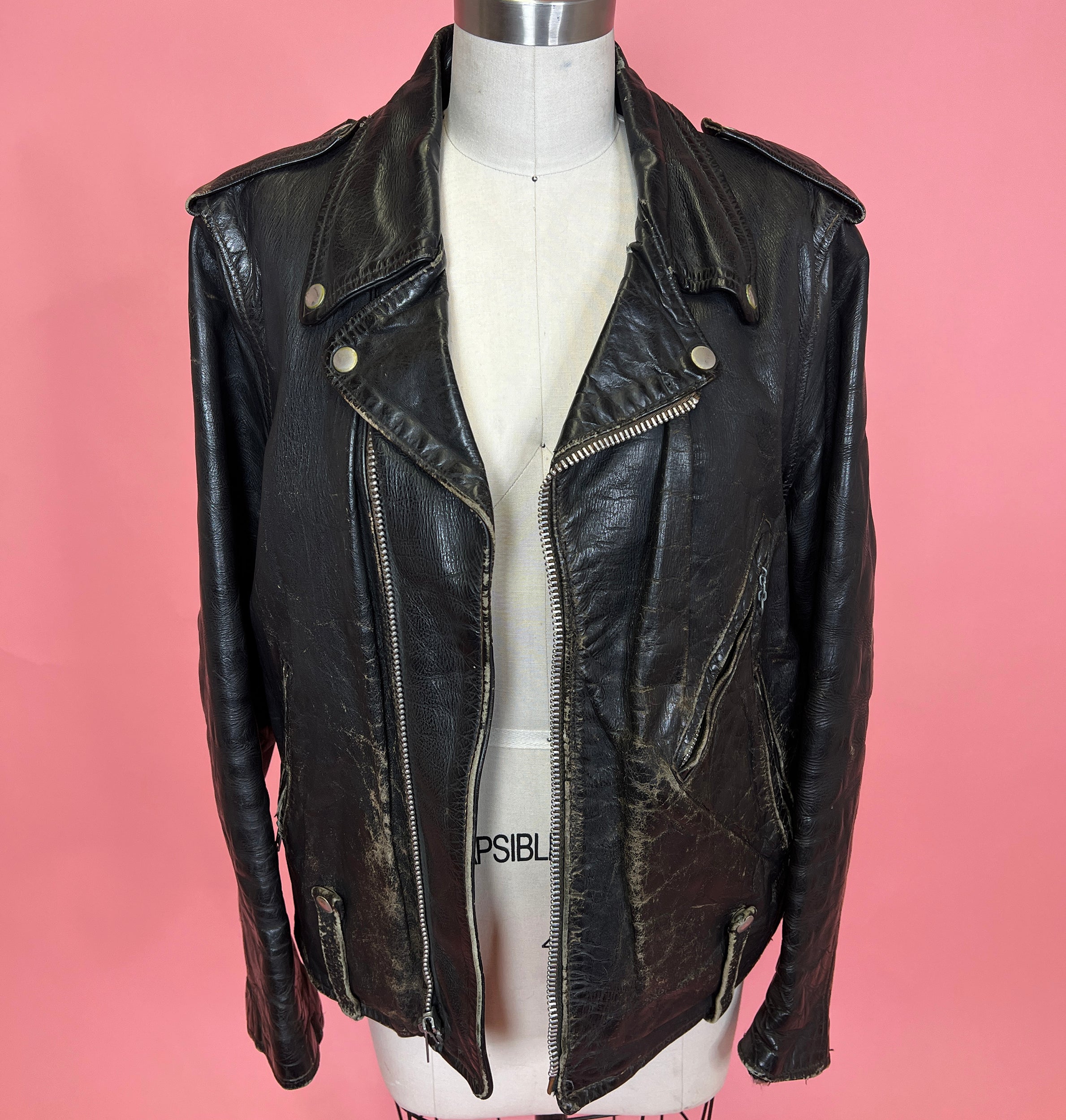 1970s Perfectly Worn Black Leather Jacket