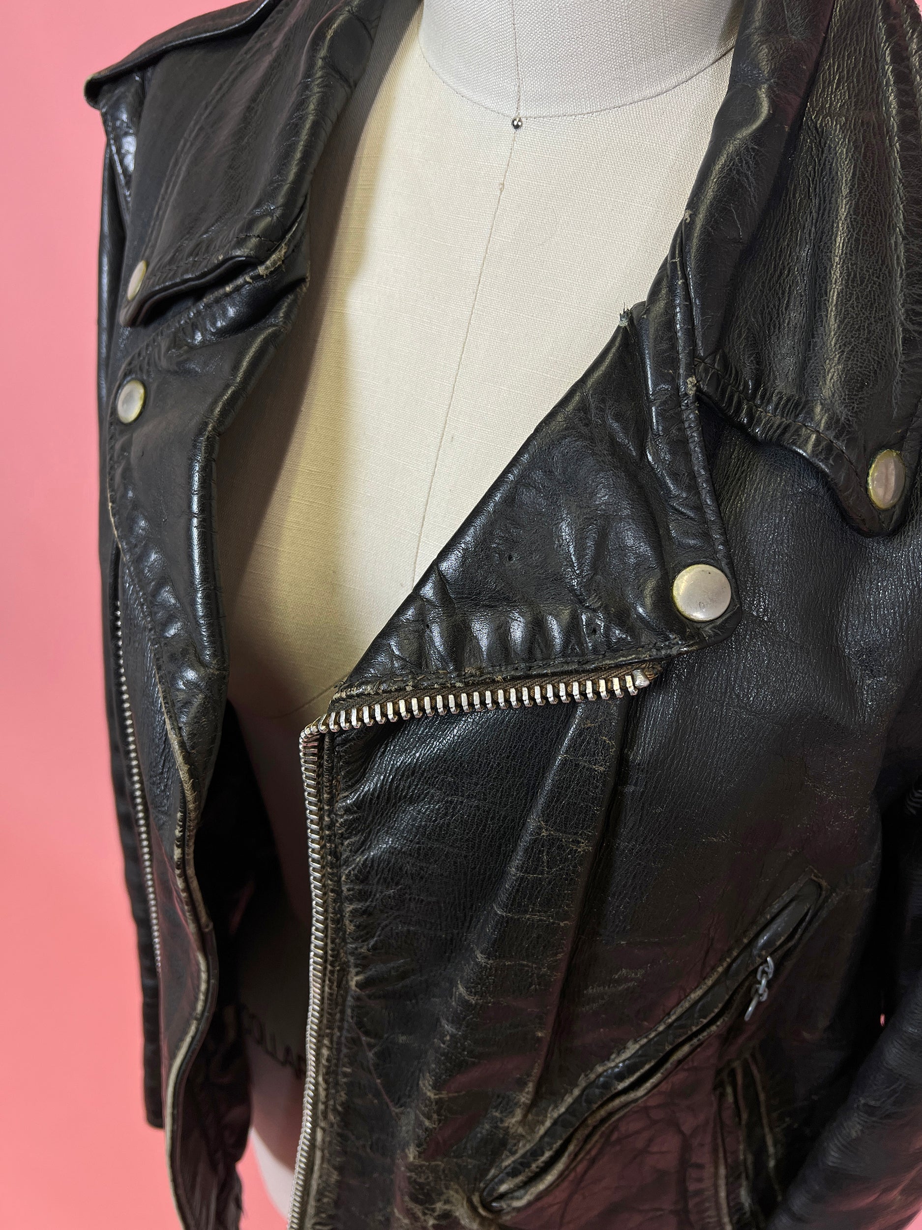 1970s Perfectly Worn Black Leather Jacket