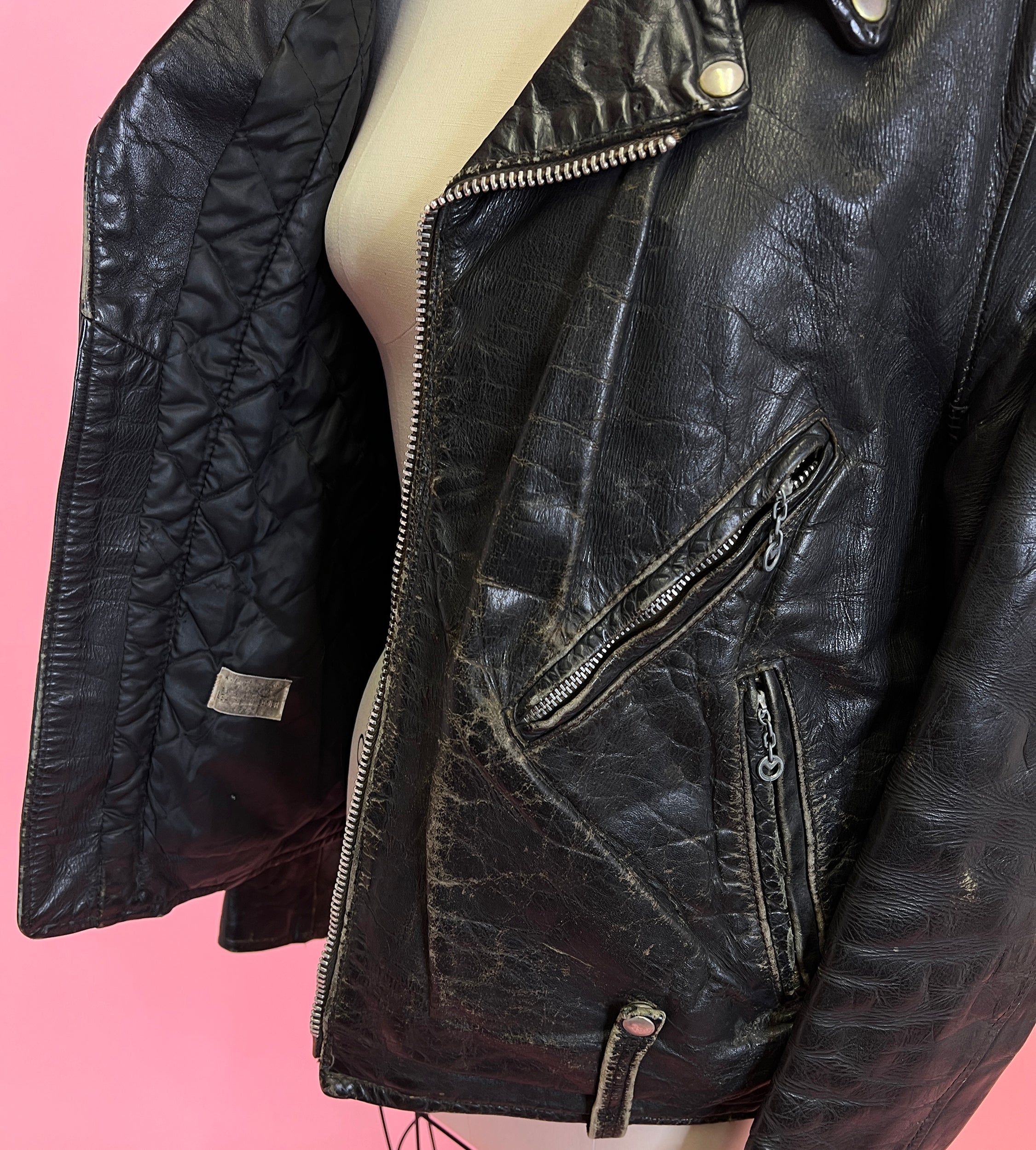 1970s Perfectly Worn Black Leather Jacket