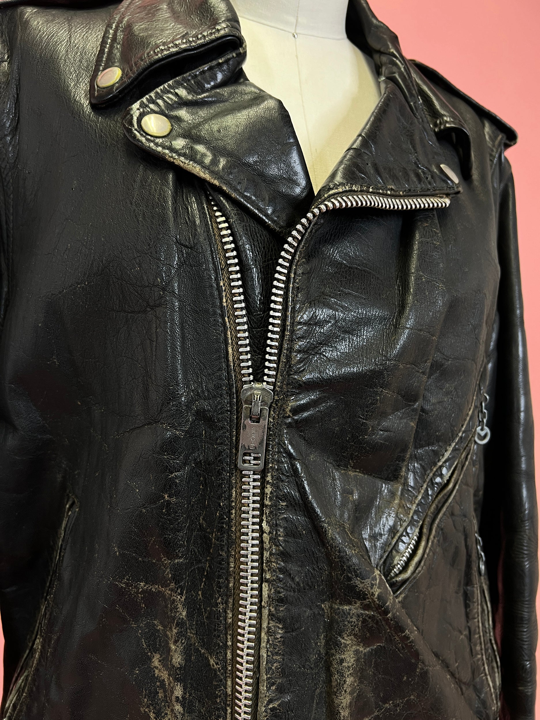 1970s Perfectly Worn Black Leather Jacket