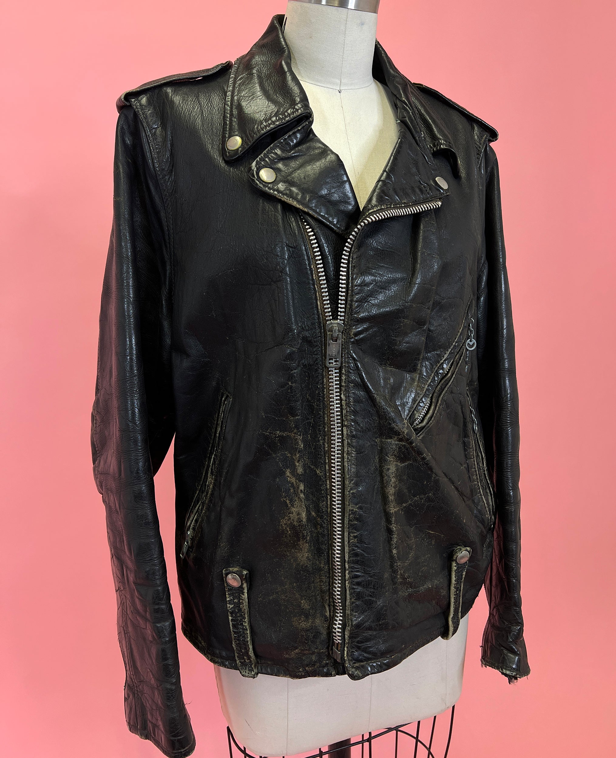 1970s Perfectly Worn Black Leather Jacket