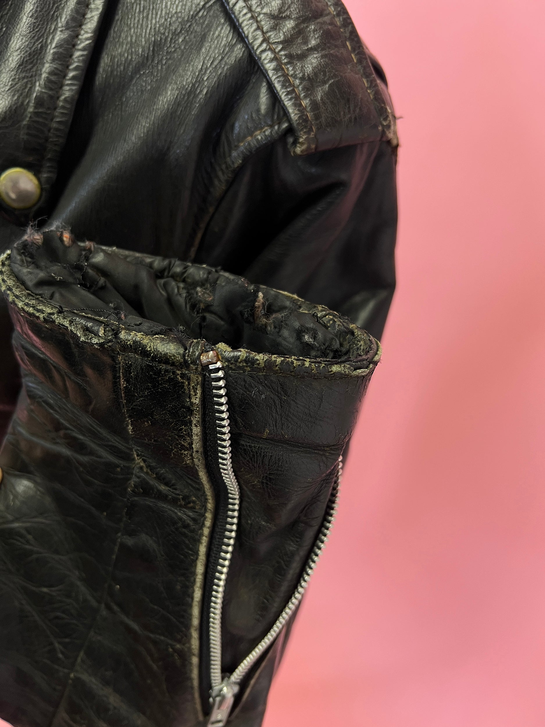 1970s Perfectly Worn Black Leather Jacket