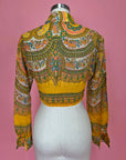 Vtg Sheer Ruched Jeweled Blouse