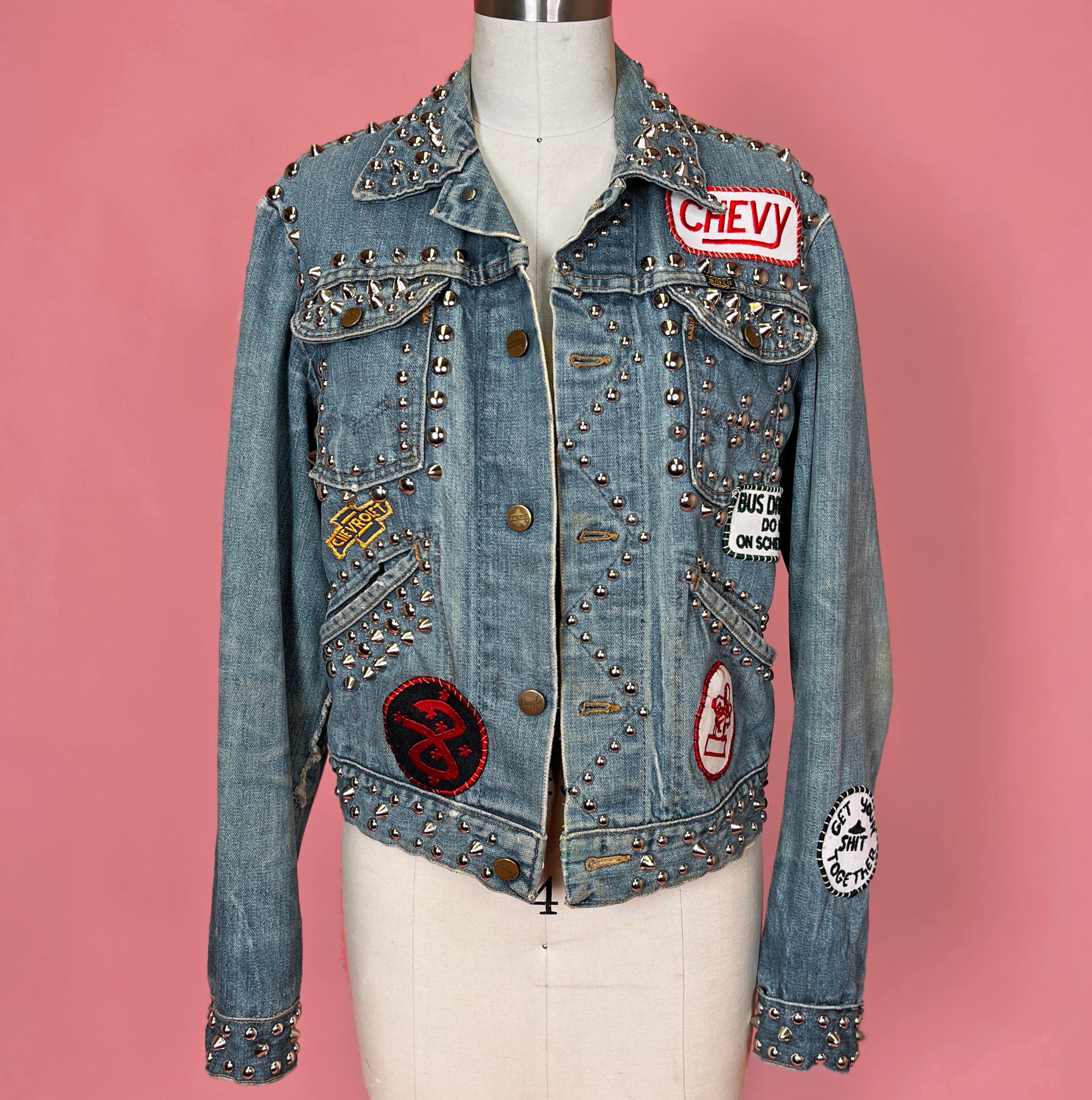 Maverick Heavily Studded &amp; Patched Denim Jacket