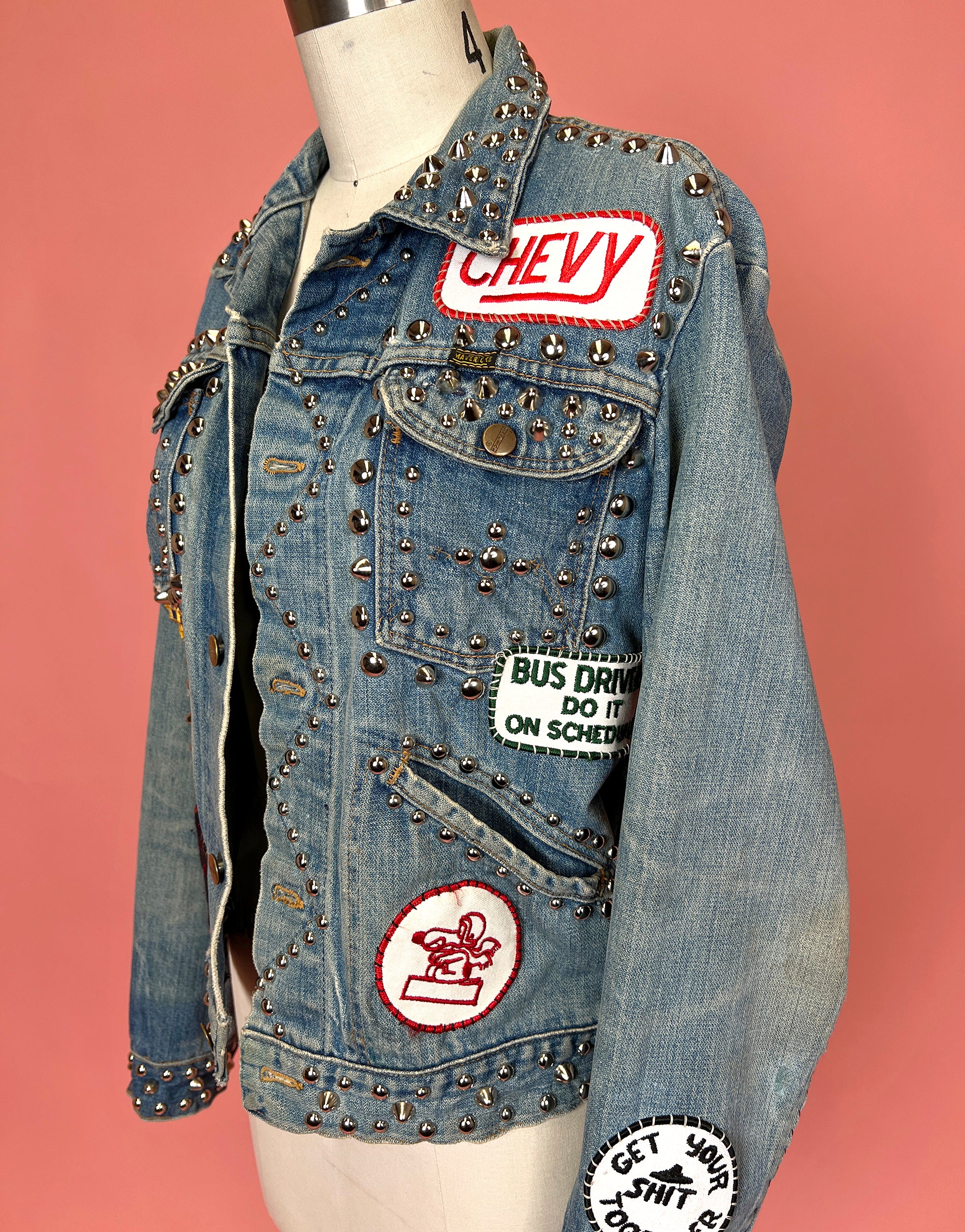 Maverick Heavily Studded &amp; Patched Denim Jacket