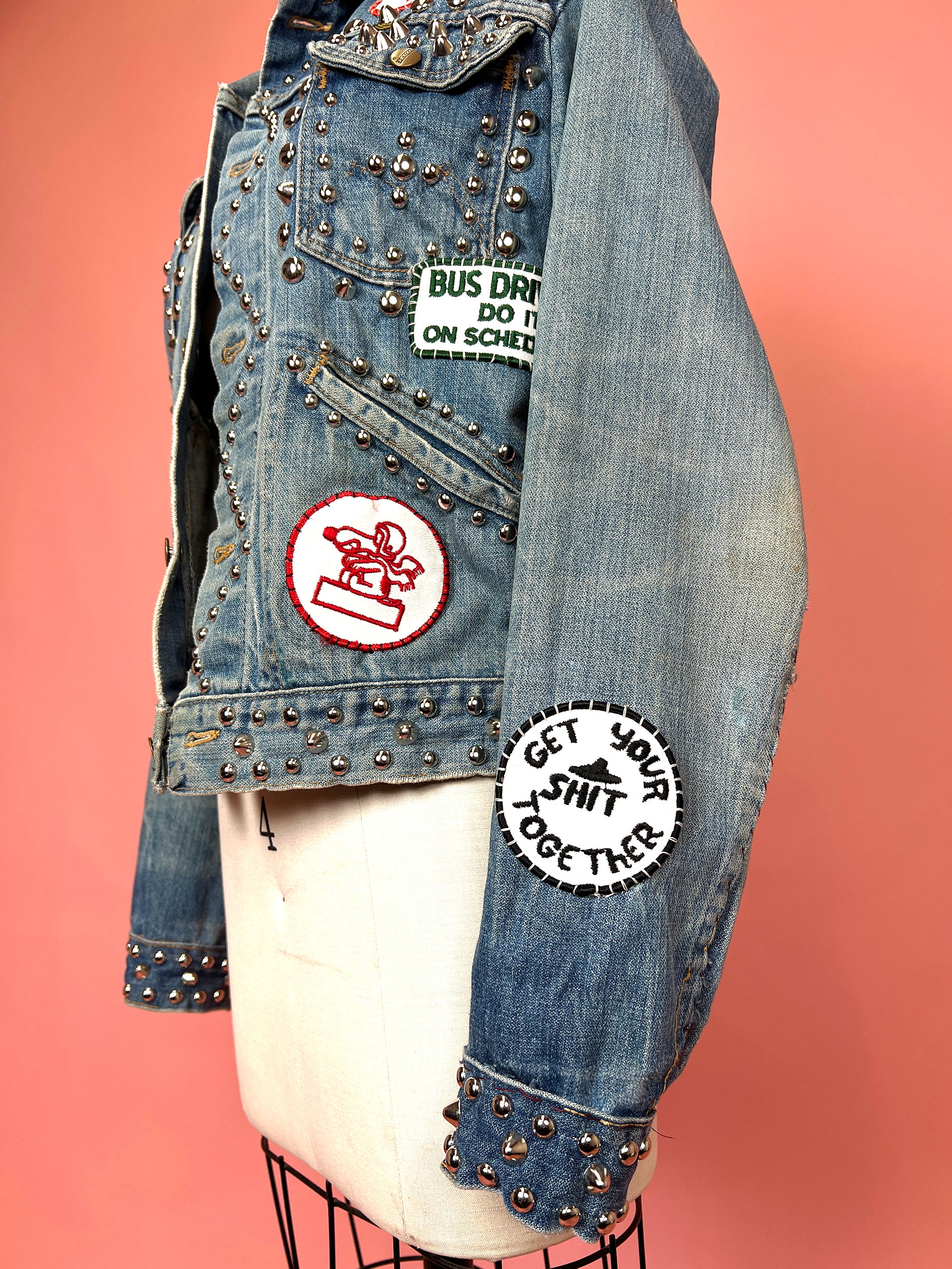 Maverick Heavily Studded &amp; Patched Denim Jacket