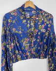 Vintage Floral Slinky Peasant Top