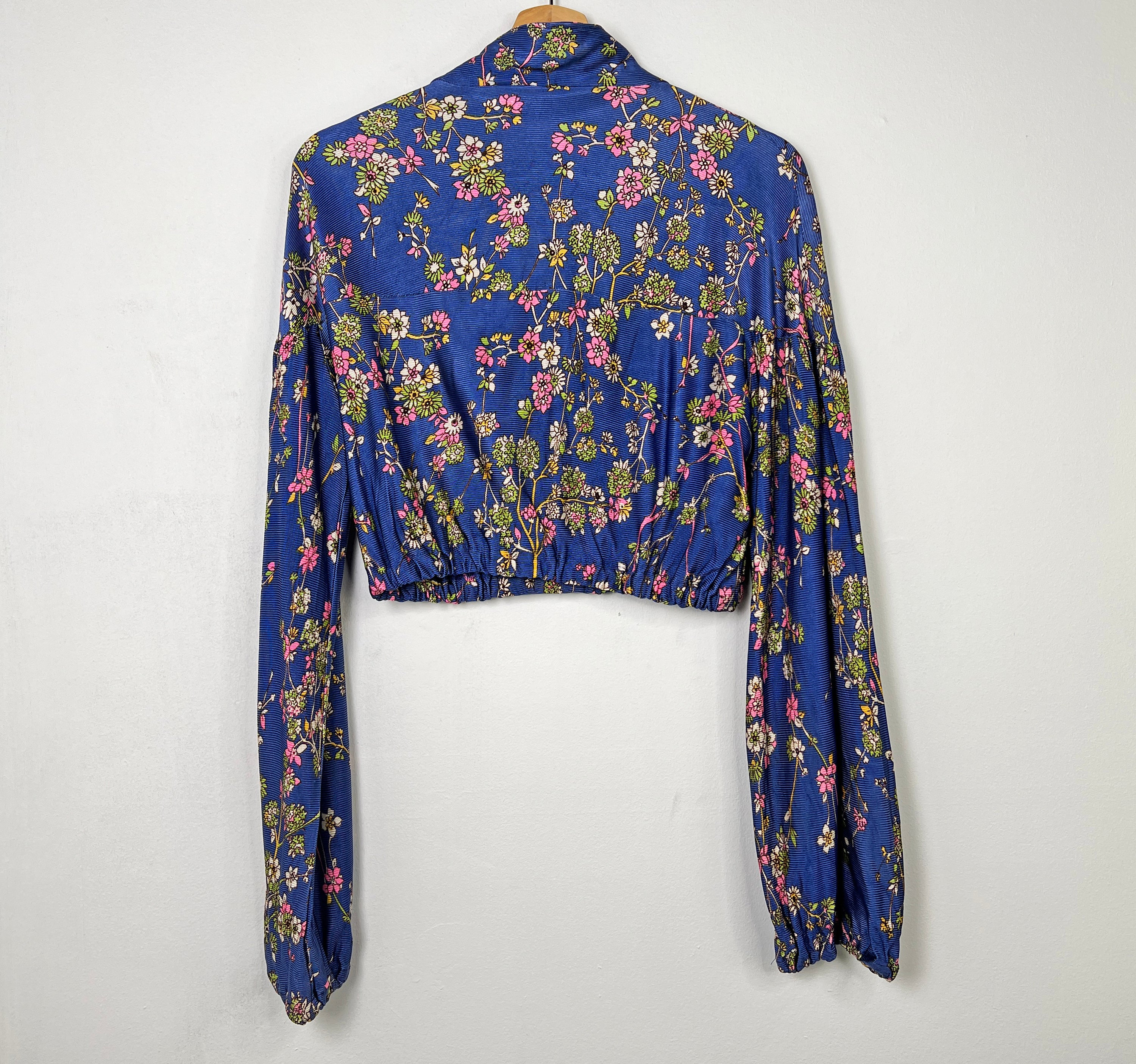 Vintage Floral Slinky Peasant Top