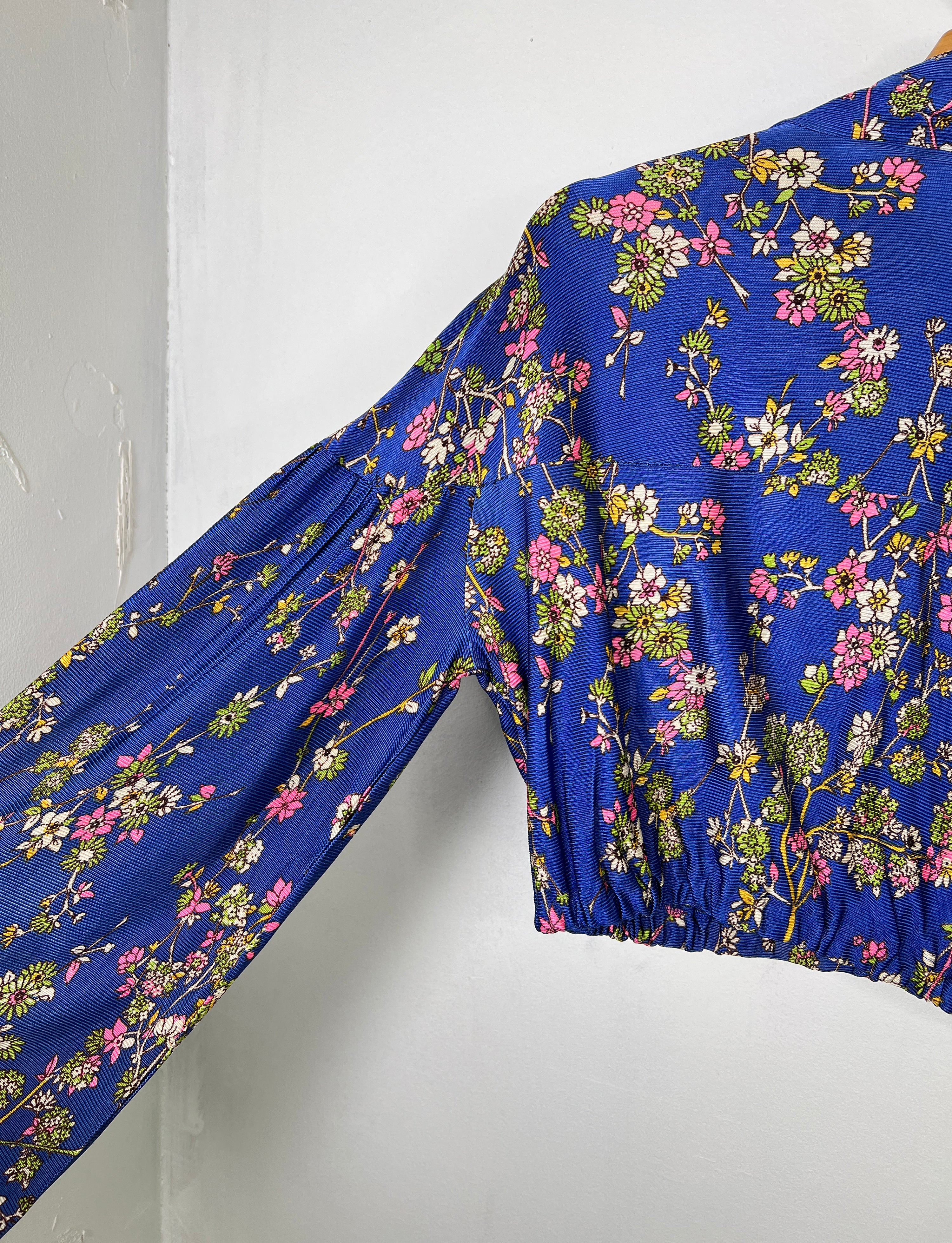 Vintage Floral Slinky Peasant Top