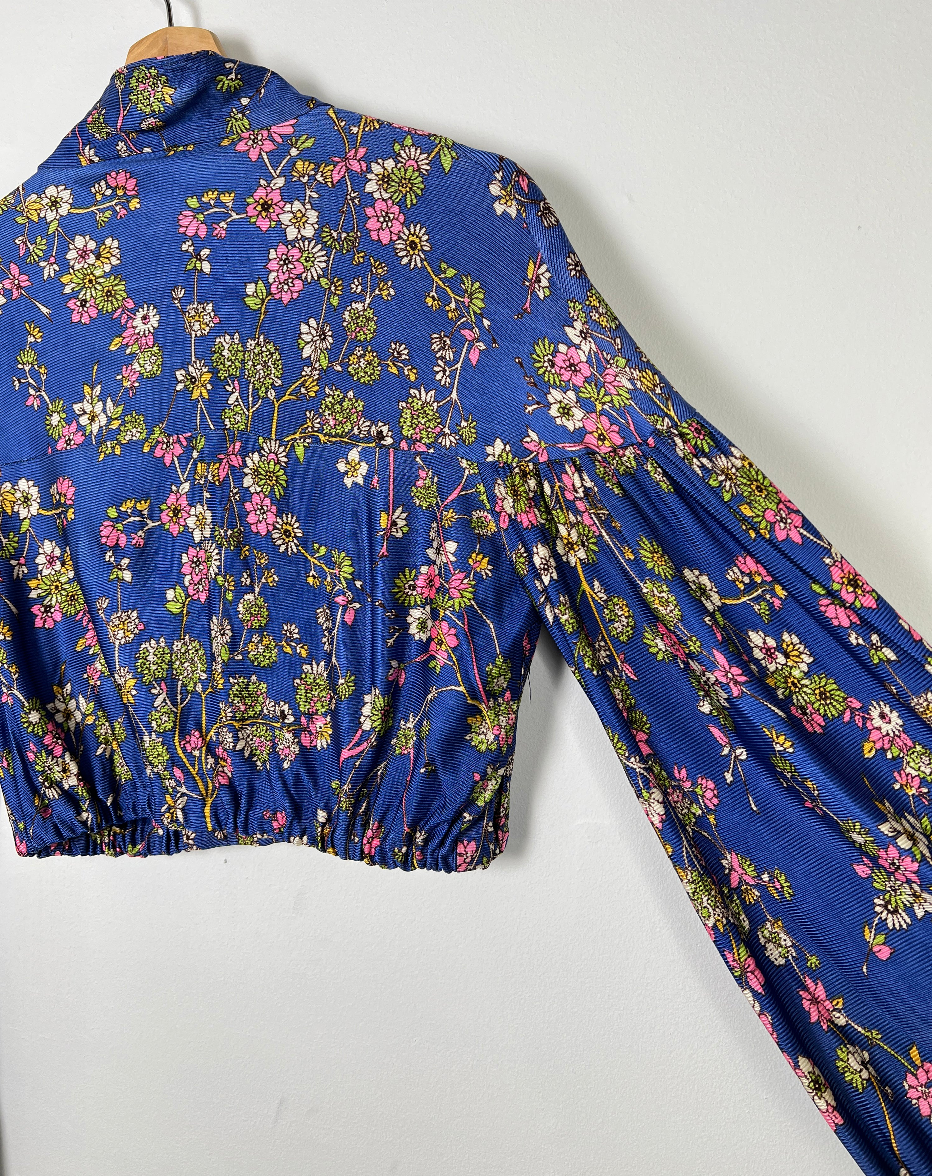 Vintage Floral Slinky Peasant Top