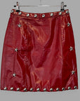 Vtg Studded Red Leather Mini Skirt