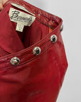 Vtg Studded Red Leather Mini Skirt