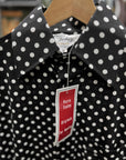 Vtg 70s Black and White Polka Dot Button-Up Shirt Size S