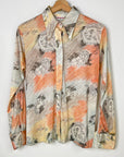 Vtg 70s Lion Slinky Button-Up Shirt Size S