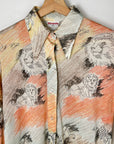 Vtg 70s Lion Slinky Button-Up Shirt Size S