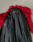 Vtg Custom Leather Jacket w/ Faux Fur Shag Collar Size M/L