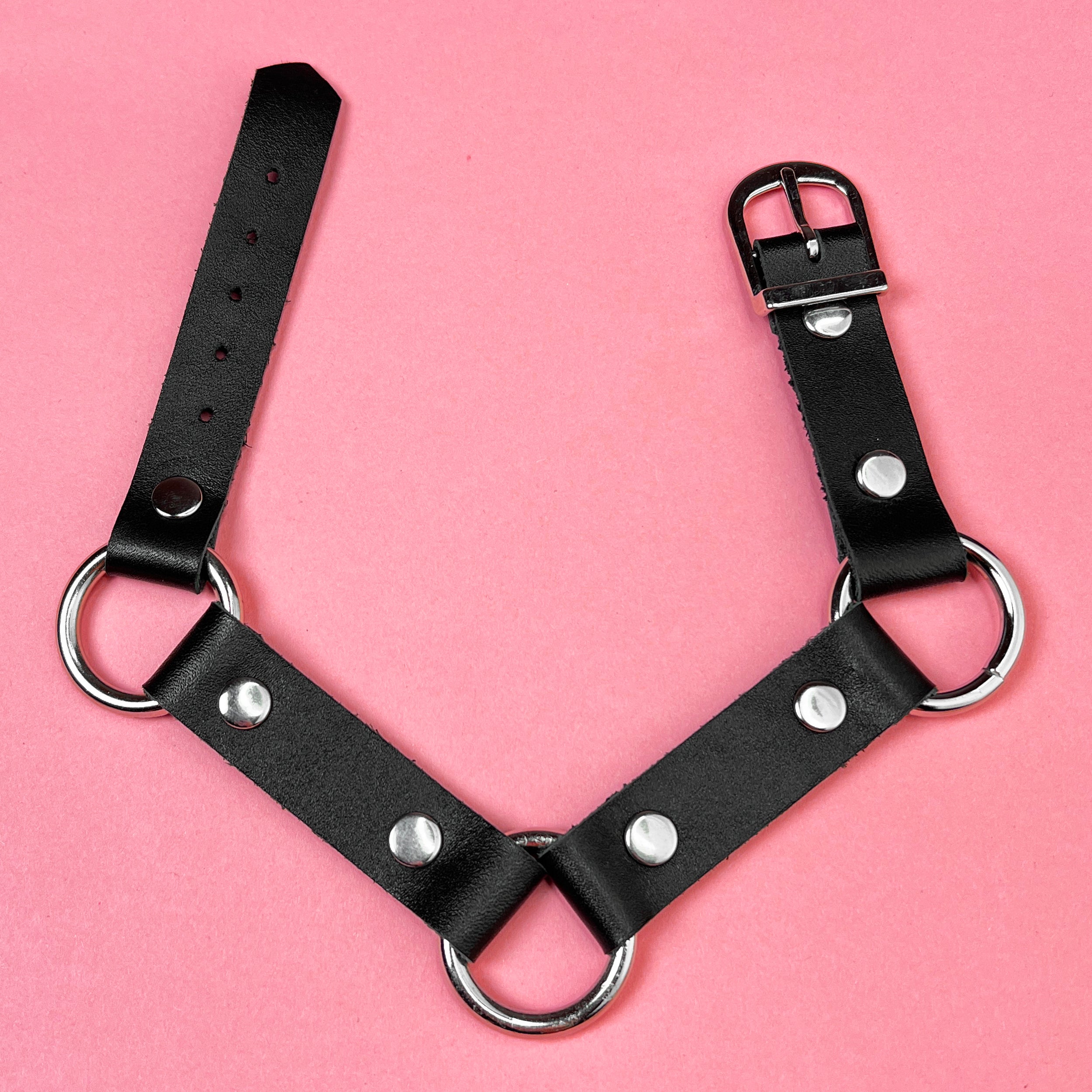 Domination Black Leather O-Ring Choker