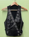 Babylon Black Leather Grommet Top