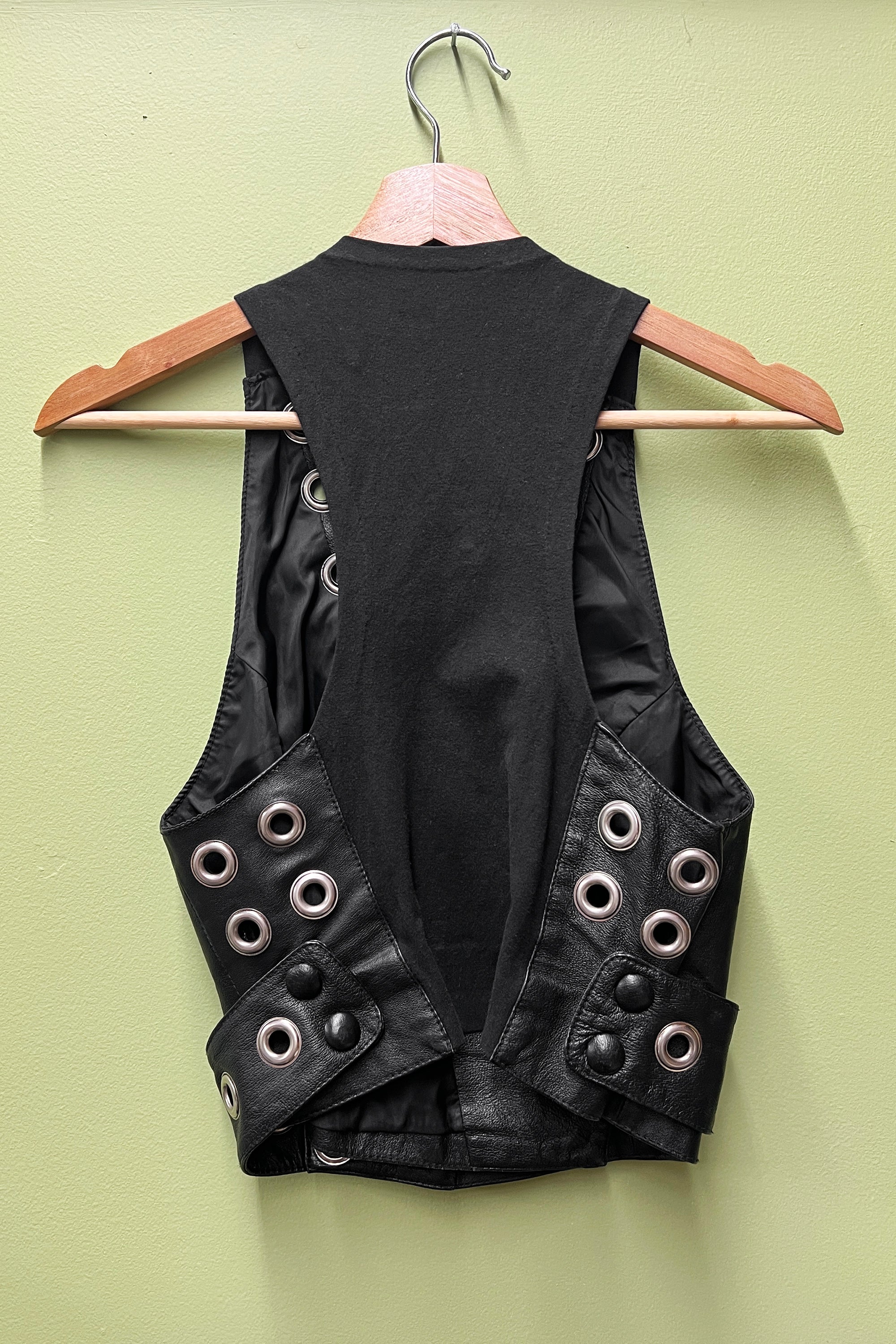 Babylon Black Leather Grommet Top