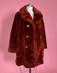 Vtg 1970s Sears Fashions Faux Fur Rust Orange Coat Size M