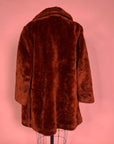 Vtg 1970s Sears Fashions Faux Fur Rust Orange Coat Size M