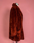 Vtg 1970s Sears Fashions Faux Fur Rust Orange Coat Size M