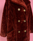 Vtg 1970s Sears Fashions Faux Fur Rust Orange Coat Size M