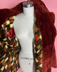 Vtg 1970s Sears Fashions Faux Fur Rust Orange Coat Size M