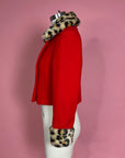 Vtg 1960s Custom Red Leopard Crop Jacket Size S