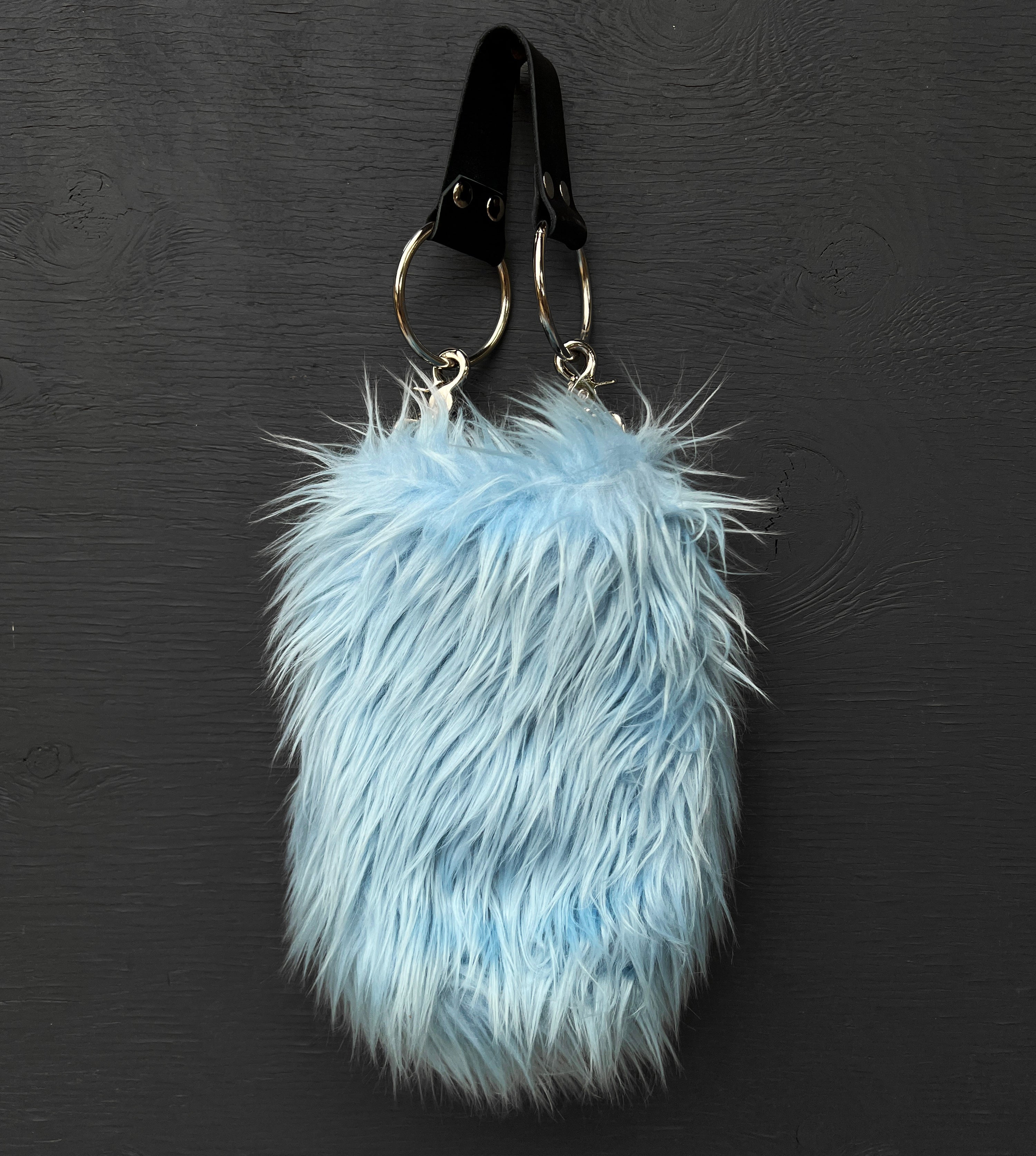 Faux Fur Chain Bag in Blue