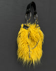 Faux Fur Chain Bag in Yellow