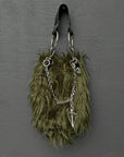 Faux Fur Chain Bag in Green