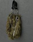 Faux Fur Chain Bag in Green