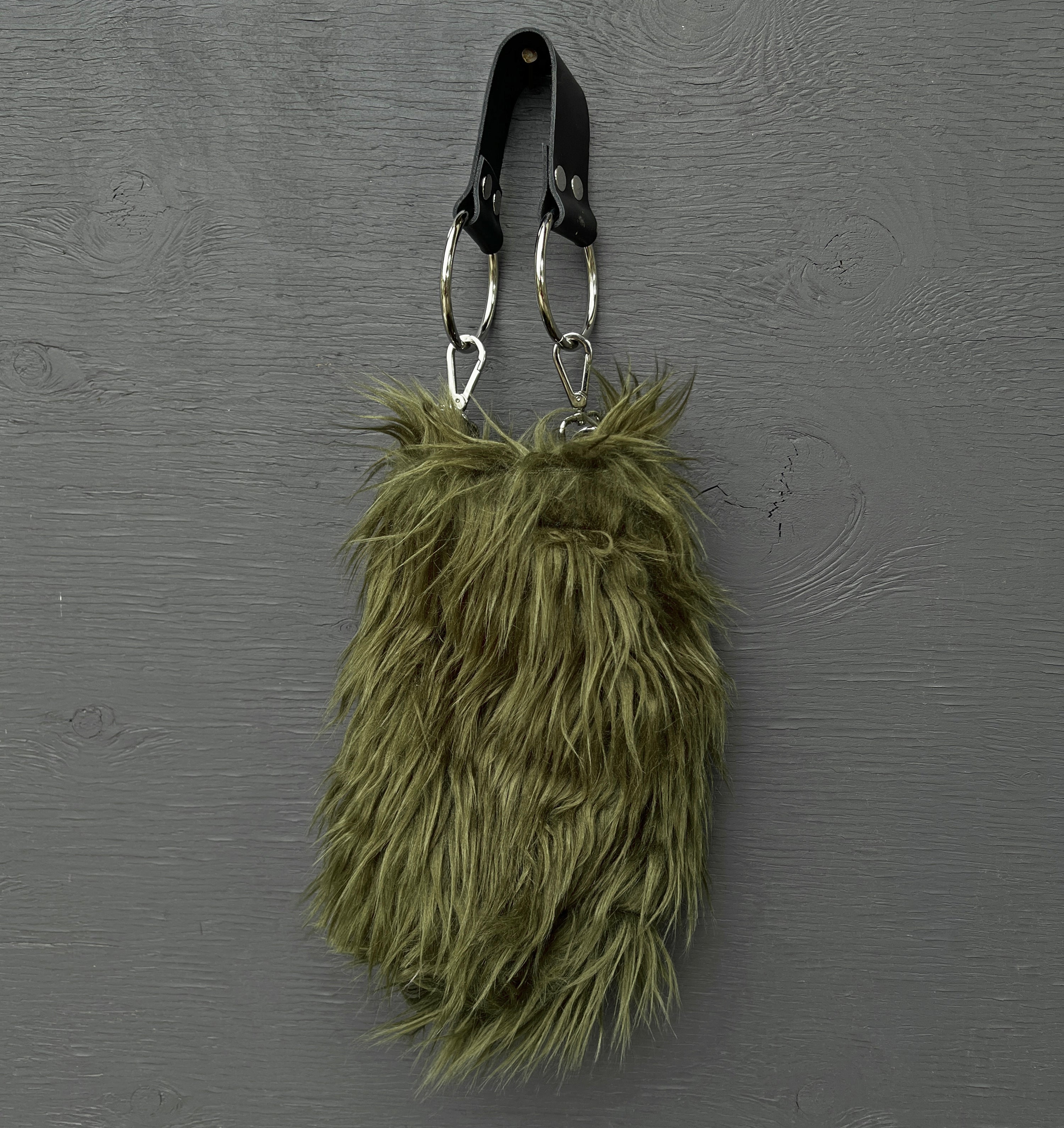 Faux Fur Chain Bag in Green